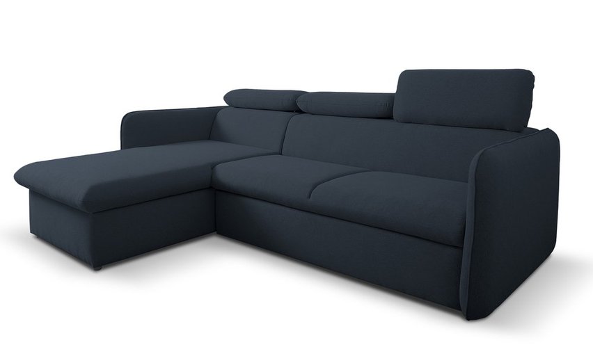 Corner sofa with sleeping function Paladia Castel 79 in hydrophobic fabric velour left-hand side