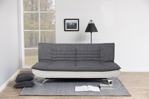 Fridoa sofa 196 cm light gray fabric / white eco-leather