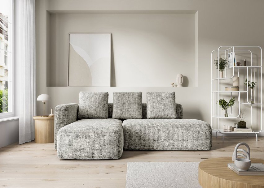 Corner sofa with sleeping function Halme Coco 80 L-shaped with a container, hydrophobic braid, left-sided