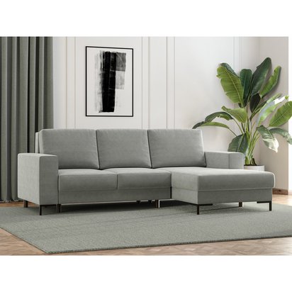 Mokpeo corner sofa bed (Legs: Black, Side: Right, Fabric: Scala ash)