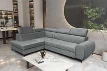 Corner sofa with sleeping function Dulia L-shaped legs black (Fabric: Trinity 14, Side: Left)