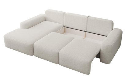 Carnos L-shaped corner sofa with sleeping function with additional lumbar pillows Moly 02 hydrophobic chenille left-hand side