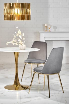 Luteness Dining Table Round Diameter 90cm White Marble/Gold