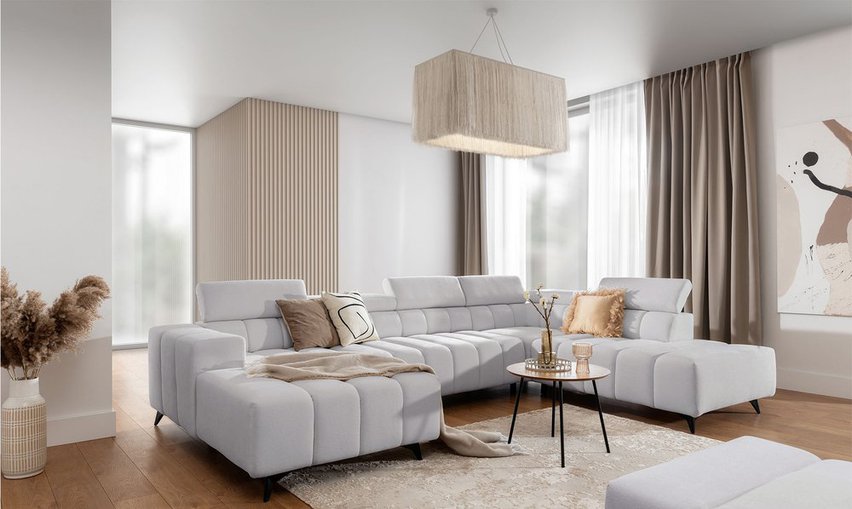 Corner sofa with sleeping function Ragussino U-shaped with side section Sicuro 65 right-hand side