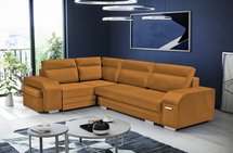 Umill L-shaped corner sofa with sleeping function with containers with a bar and a pouf Monolith 48 left-sided