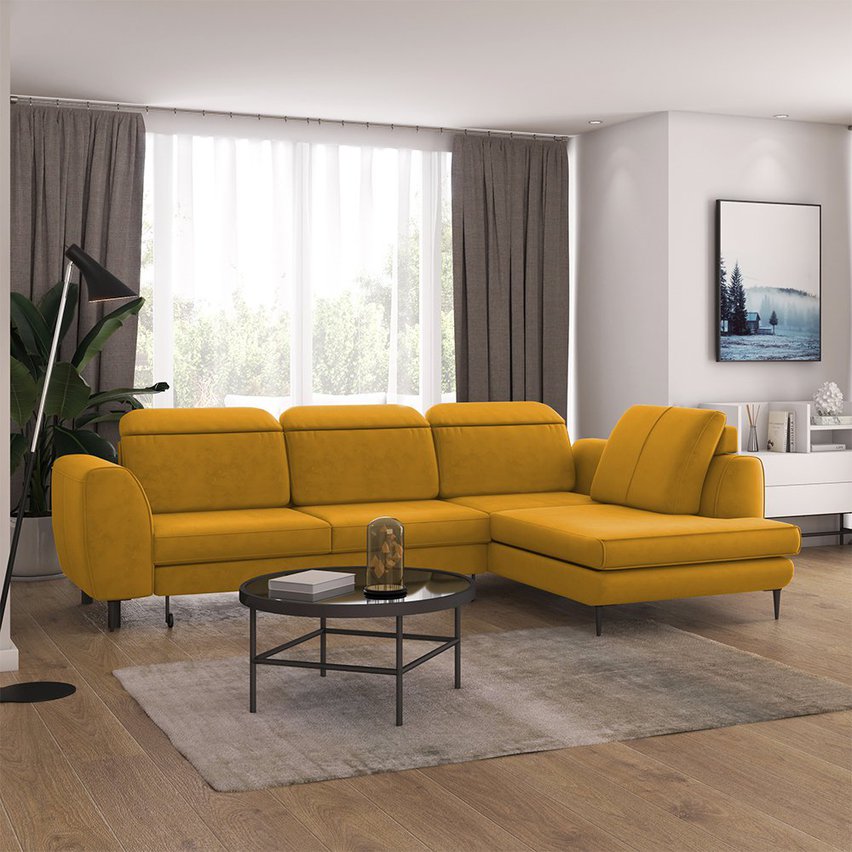 Corner sofa with sleeping function Tasar (Fabric: Matt Velvet 48, Side: Left)