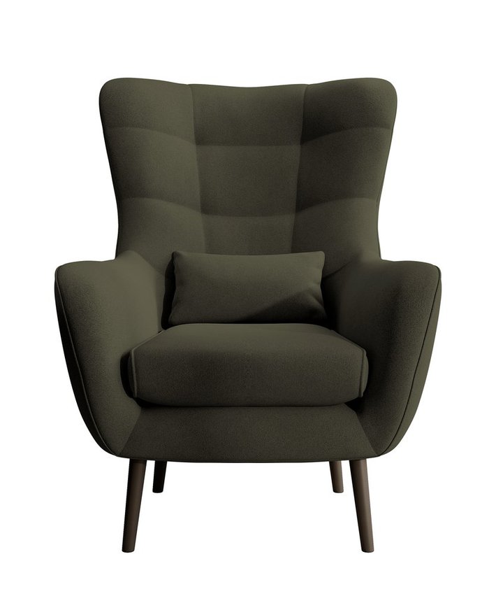 Vence Castel 39 winged lounge chair, velvet, easy-to-clean beech legs