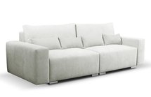 Dekira Aragon 01 three-seater sofa with storage in hydrophobic fabric, braided legs, silver