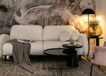 Bafra sofa bed with sleeping function and bedding container, cream corduroy