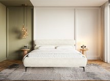 Upholstered bed 160x200 cm Roule with storage, metal frame Perfect Harmony 01 chenille, black legs