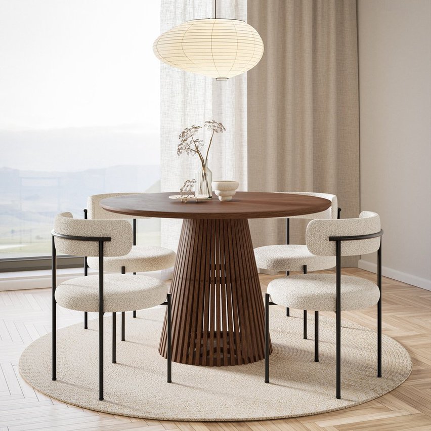 Envisin round table, diameter 120 cm, oak slats