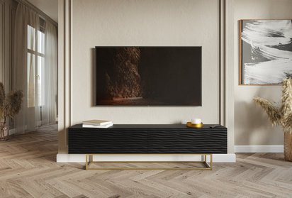 Wavio TV Cabinet with Gold Legs 175 cm Black