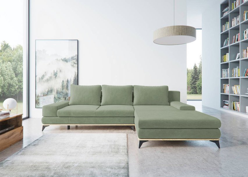 Corner sofa with sleeping function Stoverto (Fabric: Element 11, Side: Left)