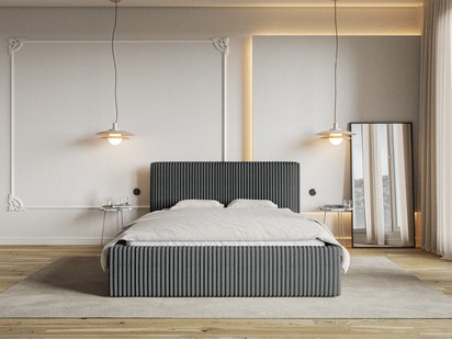 Upholstered bed 160x200 cm Tilio with storage, metal frame Tilia 90 thick corduroy