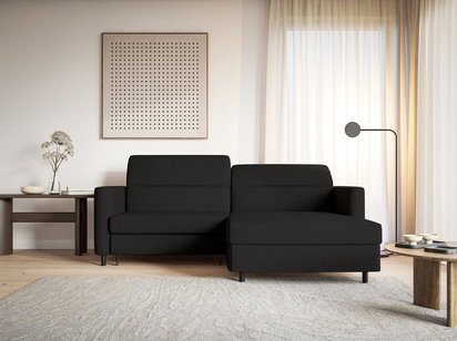 Busu Moly 99 corner sofa with sleeping function with a container, black legs, right-handed