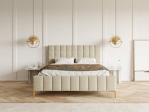 Upholstered bed 140x200 cm Szejlo with container, metal frame Raven 28 chenille