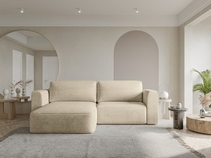 Sarrabi L-shaped left-hand corner sofa with sleeping function Imagine me 02 hydrophobic chenille