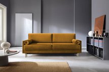 Kadaver three-seater sofa bed with storage (Fabric: Riviera 41, Legs: Gold)