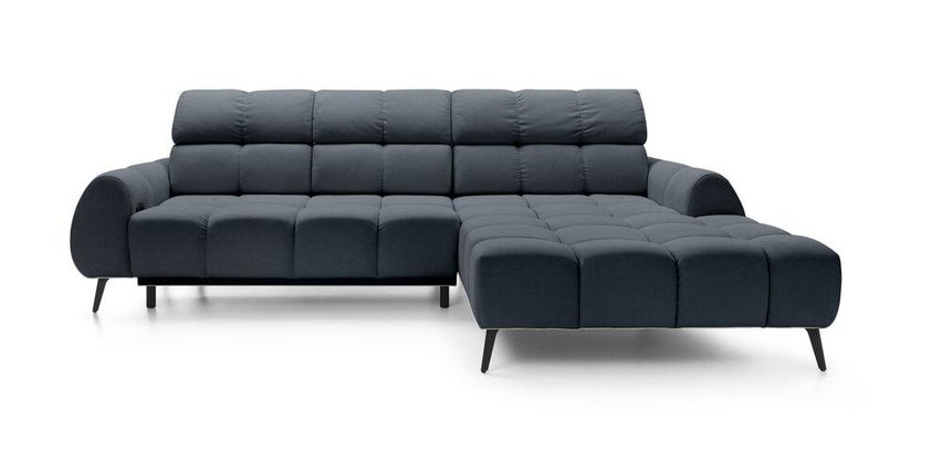 Perre L-shaped corner sofa bed with electrically extendable seat and adjustable headrest (Fabric: Castel 79, Side: Right)