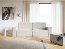 Copertino three-seater sofa bed, light beige, hydrophobic velvet