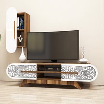 Maroko TV cabinet with white front and hanging cabinet