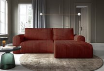 Corner sofa with sleeping function Lelu Tilia 52 L-shaped with a container, thick corduroy, right-hand side