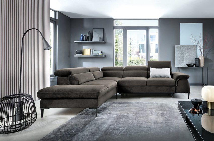 Naverro L-shaped corner sofa bed (Fabric: Monolith 95, Side: Left)