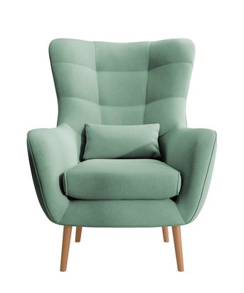 Vence Castel 34 wing armchair, velvet, easy-to-clean beech legs