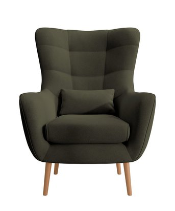 Vence Castel 39 wing armchair, velvet, easy-to-clean beech legs