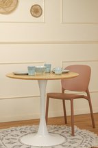 Simplet round table top 80 cm white / natural oak