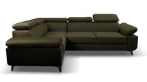 Corner sofa with sleeping function Beraus Castel 39 in hydrophobic fabric velour left-hand side