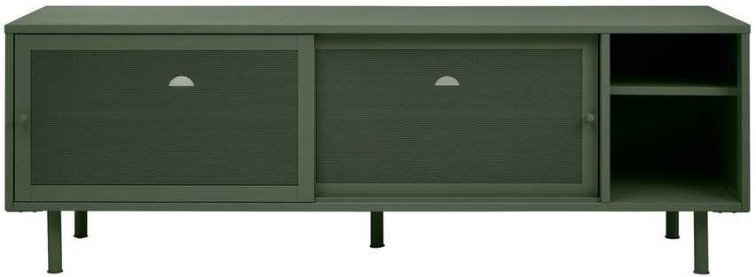 Sonaves TV cabinet 160 cm metal with sliding doors dark green