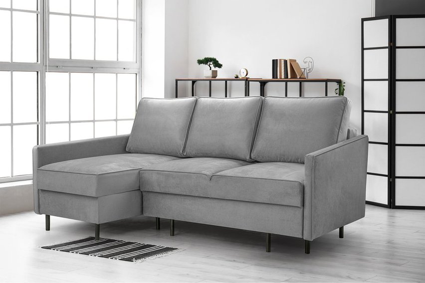 Corner sofa with sleeping function Rosilli L-shaped with container left side Monolith 85