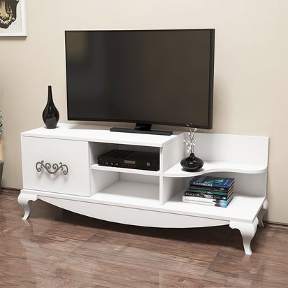 Ornamentic TV cabinet white