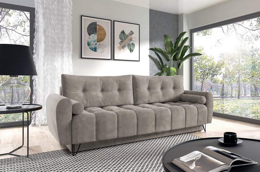 Minna Amon 16 three-seater sofa with storage, hydrophobic velvet