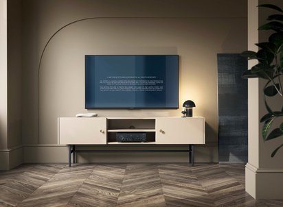 Divenos two-door TV cabinet 155 cm with niches Gray beige