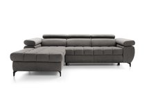 Pernes L-shaped corner sofa bed with adjustable headrests and armrests and a container (Fabric: Castel 93, Side: Left)