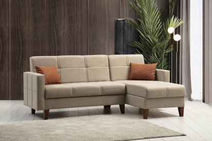 Corner sofa with sleeping function Desizes L-shaped beige