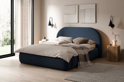 Upholstered bed 160x200 cm Ovo with Castel 79 storage, metal frame, gas lift, easy-to-clean velvet