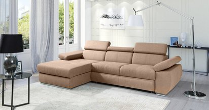 Ararip corner sofa bed 276 cm with adjustable headrests (Fabric: Element 06, Side: Left)