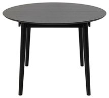 Elisma round dining table extendable black on wooden legs 115-154 cm