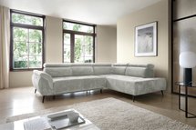 Corner sofa with sleeping function Mamutio L-shaped with side section Aphrodite 19 chenille right-hand side