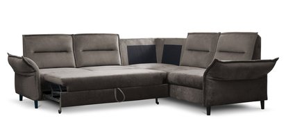 Corner sofa with sleeping function Wlora II L-shaped with container (Fabric: Element 03, Side: Universal)