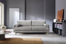 Kadaver three-seater sofa bed with storage (Fabric: Riviera 91, Legs: Gold)