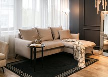 Corner sofa with sleeping function Cambiano L-shaped with container, right side