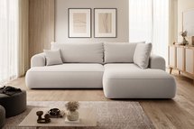 Ovo II L-shaped corner sofa with sleeping function Castel 04 with side and container, easy-to-clean velvet, right-hand