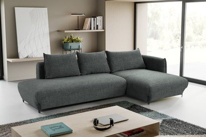 Corner sofa with sleeping function Laresna L-shaped with container Coco 98 braid right-hand side