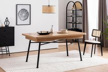 Crattale table 160x90 cm extendable in natural color on black legs