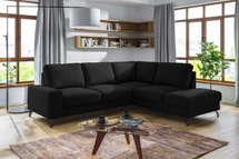 Corner sofa with sleeping function Bewello L-shaped with side and container Matt Velvet 99 easy-cleaning hydrophobic velour right-hand side