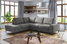 Corner sofa with sleeping function Bewello L-shaped with side and container Matt Velvet 85 easy-cleaning hydrophobic velour left-sided